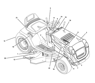 Decals Diagram and Parts List for 7800300-405606X78C 2008 Briggs and Stratton Lawn Tractor